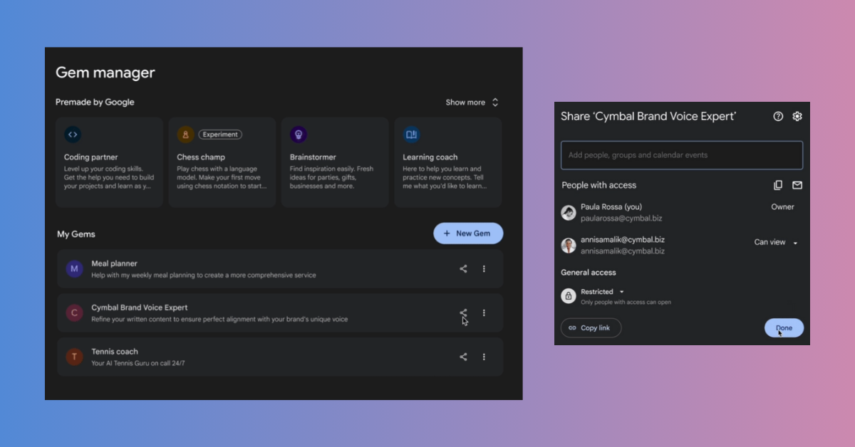 Gemini : comment partager vos Gems à d’autres utilisateurs ?