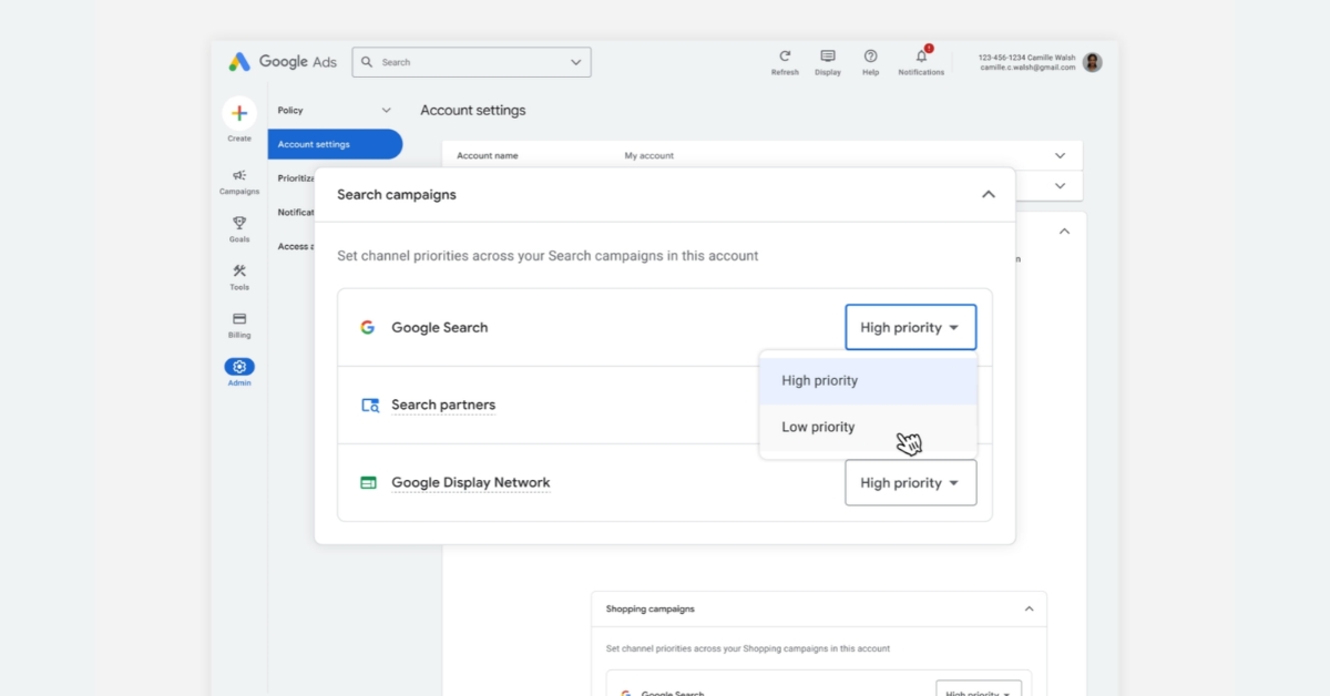 Google Ads : les annonceurs peuvent désormais classer leurs canaux par priorité